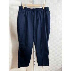 Chic Comfort Collection Womens 18 Petite Navy Blue Elastic Waist Pull On Pants